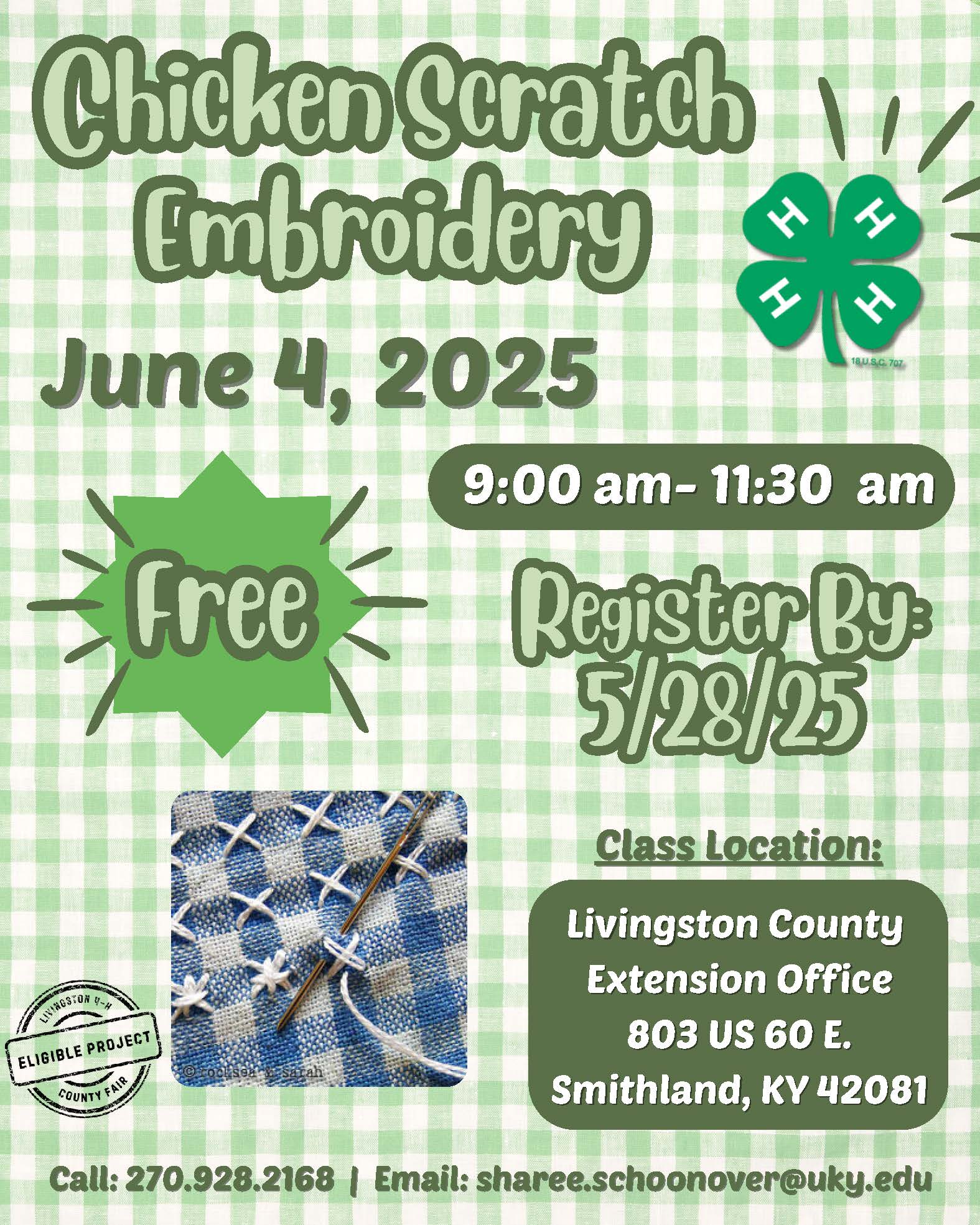 4-H Chicken Scratch Embroidery Workshop