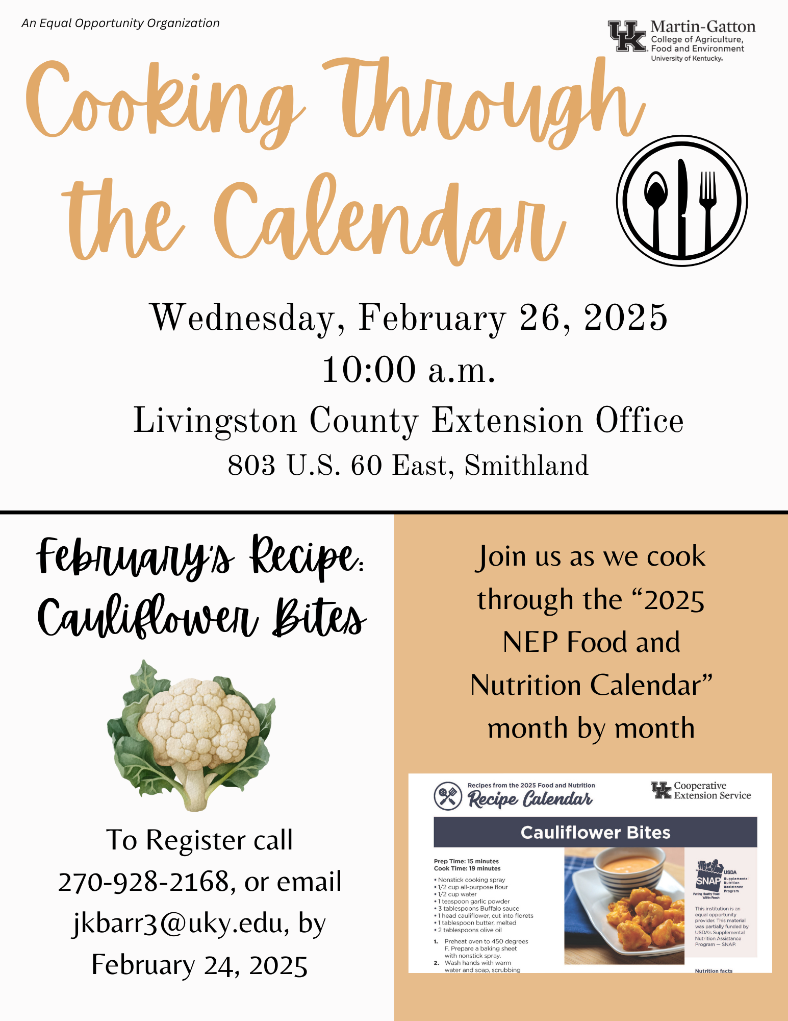 February flyer for cooking through the calendar