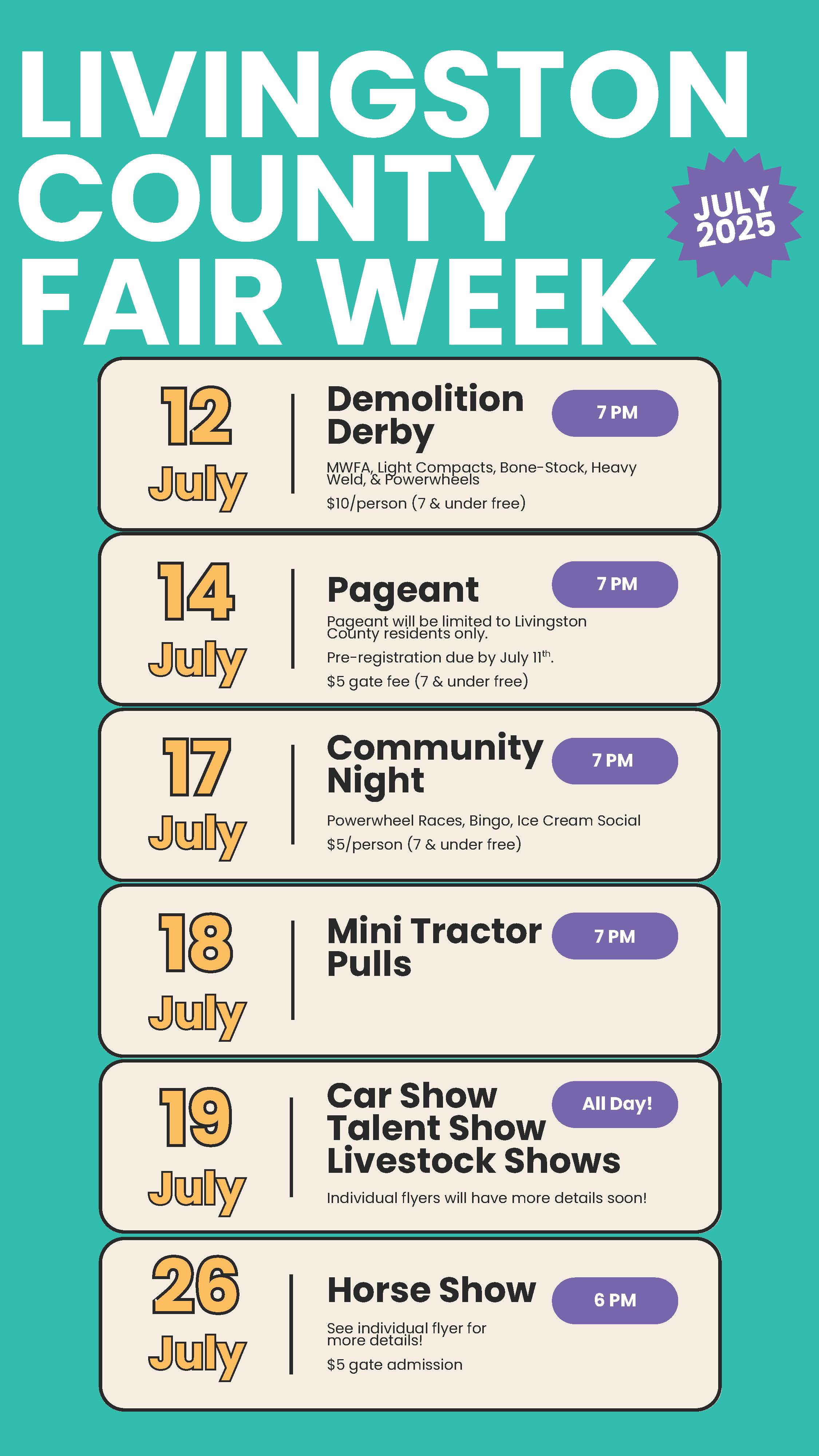 Fair schedule