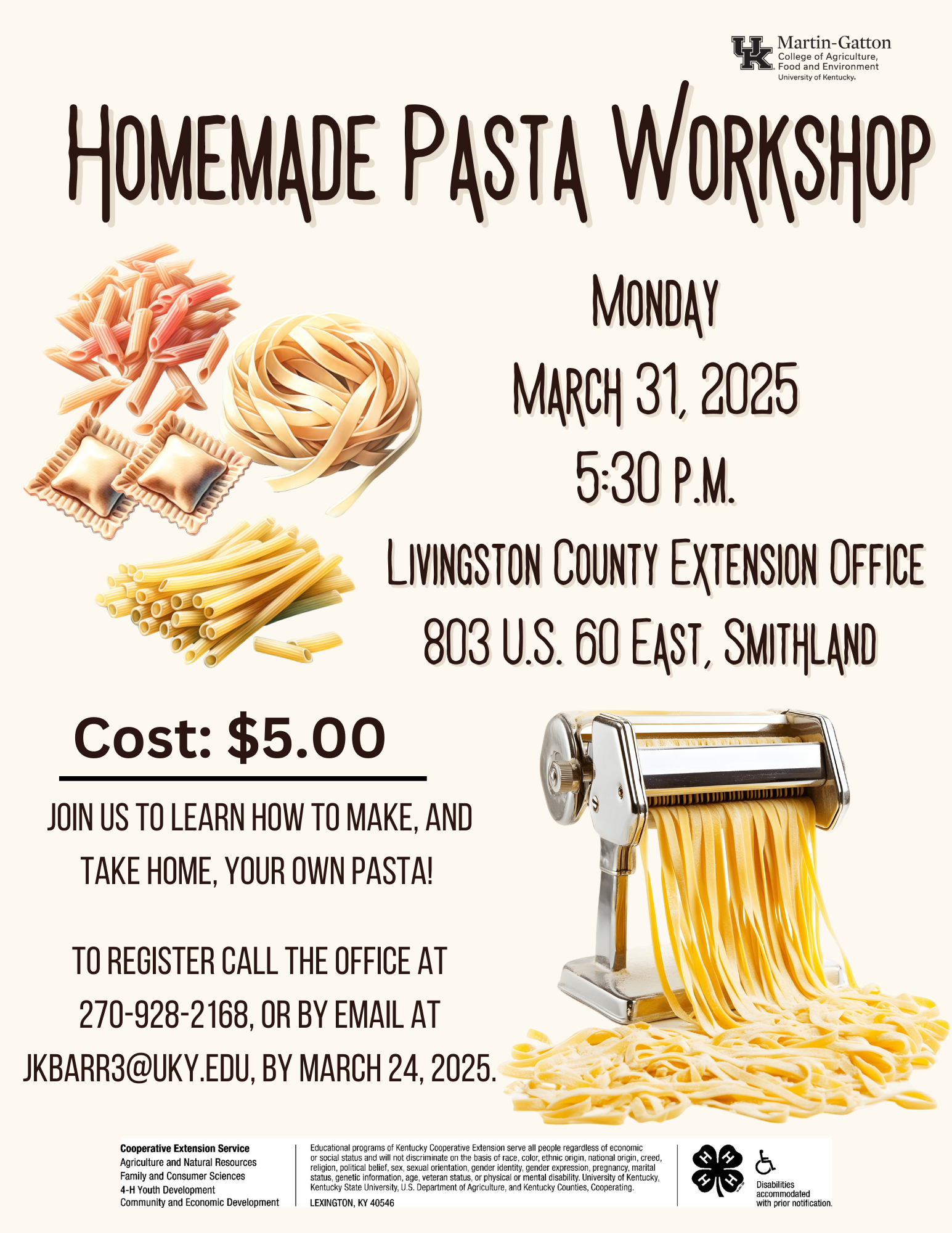 Homemade Pasta Workshop Flyer