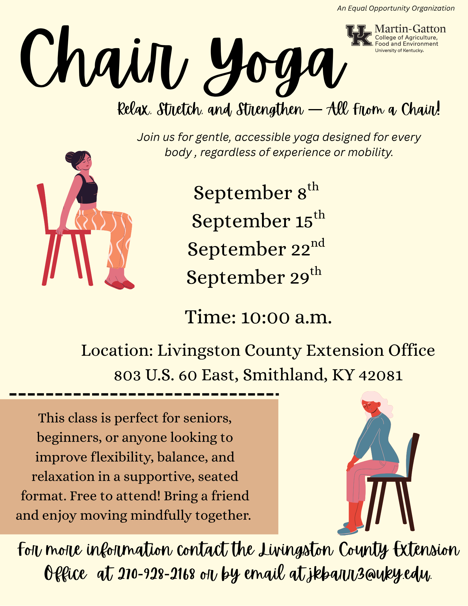 September dates of Chair Yoga