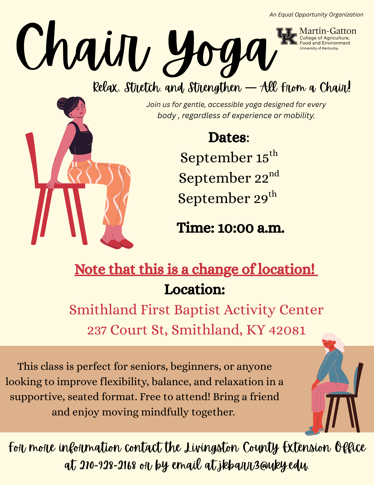 September Chair yoga Dates